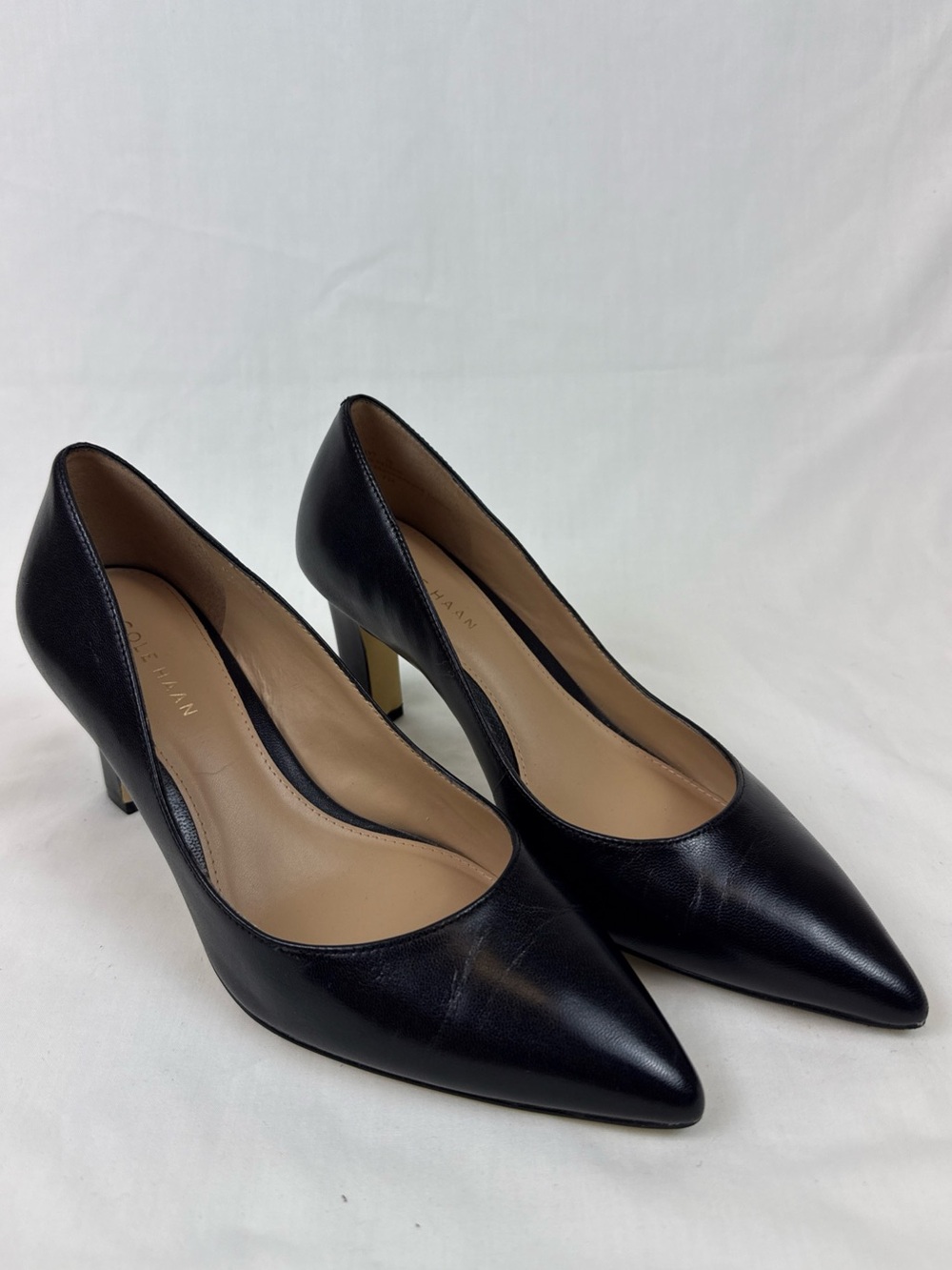 Cole Haan Classic Black Leather Pointed-Toe Pumps - Women